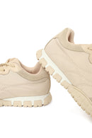 Woman Beige Lace-Up Leather Sneakers | Derimod Woman Beige Lace-Up Leather Sneakers | Derimod