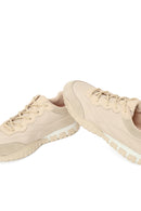 Woman Beige Lace-Up Leather Sneakers | Derimod Woman Beige Lace-Up Leather Sneakers | Derimod