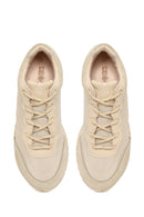 Woman Beige Lace-Up Leather Sneakers | Derimod Woman Beige Lace-Up Leather Sneakers | Derimod