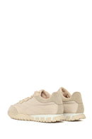 Woman Beige Lace-Up Leather Sneakers | Derimod Woman Beige Lace-Up Leather Sneakers | Derimod