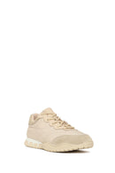 Woman Beige Lace-Up Leather Sneakers | Derimod Woman Beige Lace-Up Leather Sneakers | Derimod