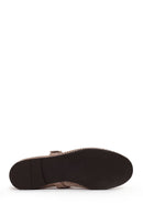 Woman Mink Mesh Suede Leather Ballet Flat | Derimod Woman Mink Mesh Suede Leather Ballet Flat | Derimod