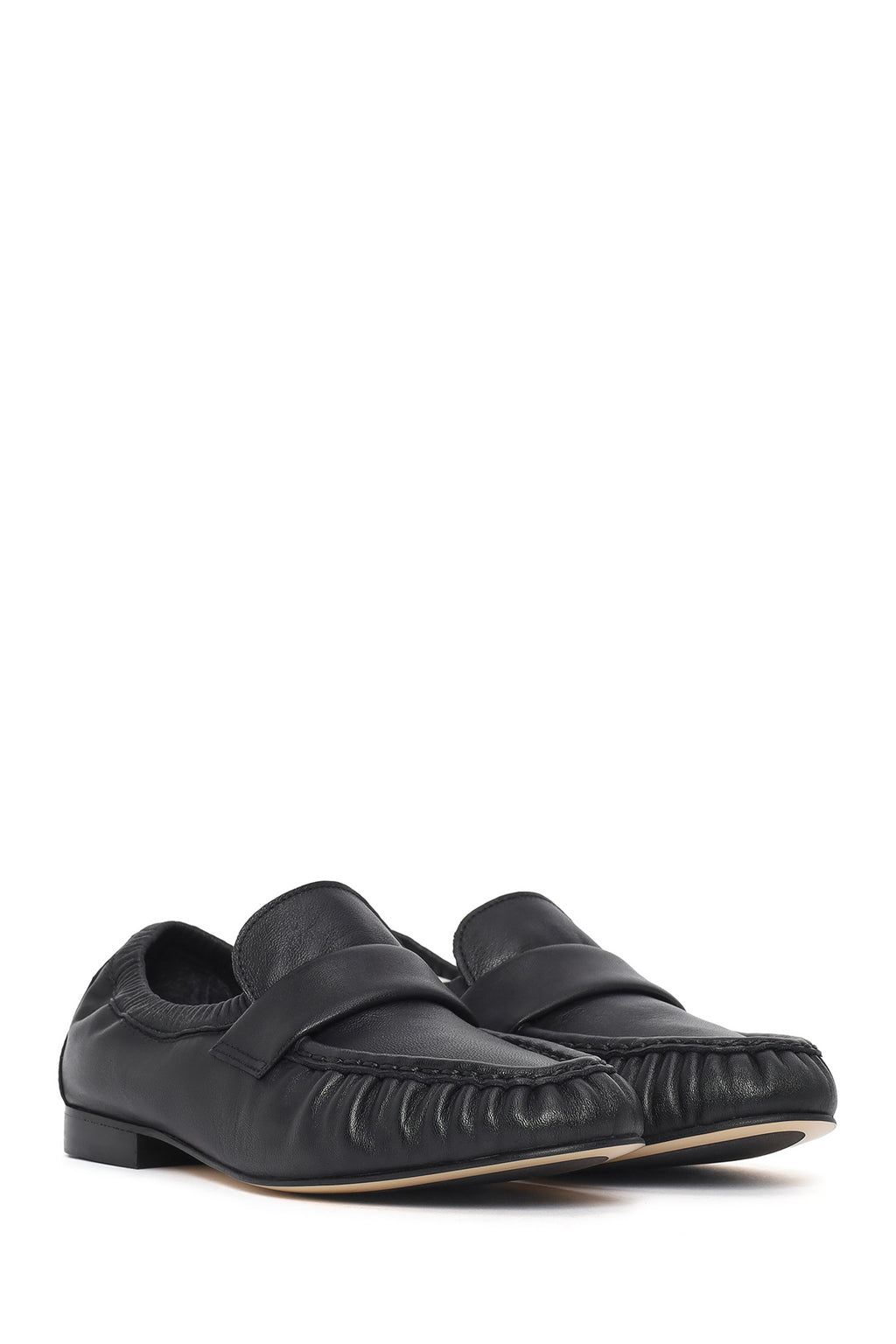 Kadın Siyah Deri Maskülen Loafer