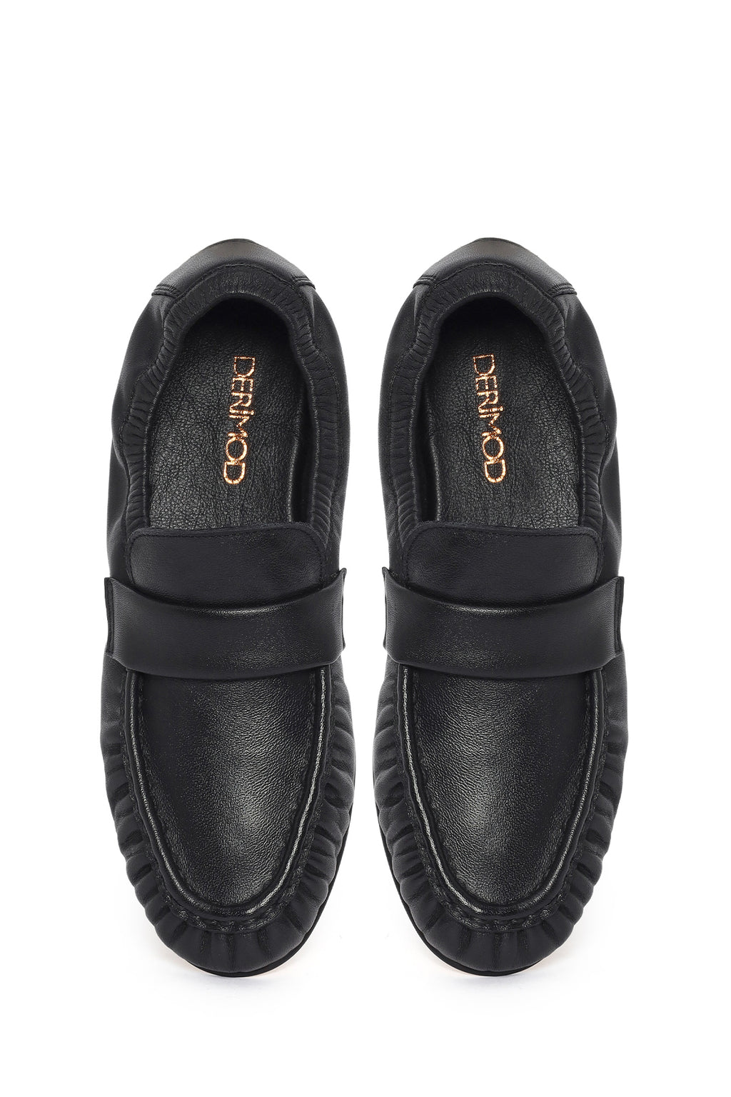 Kadın Siyah Deri Maskülen Loafer