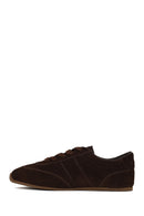 Woman Brown Lace-Up Suede Leather Sneakers | Derimod Woman Brown Lace-Up Suede Leather Sneakers | Derimod