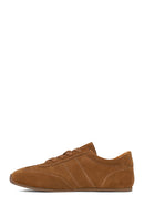 Woman Tan Lace-Up Suede Leather Sneakers | Derimod Woman Tan Lace-Up Suede Leather Sneakers | Derimod