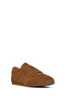 Woman Tan Lace-Up Suede Leather Sneakers | Derimod Woman Tan Lace-Up Suede Leather Sneakers | Derimod