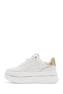 Women's White Lace-Up Thick Soled Sneaker | Derimod Women's White Lace-Up Thick Soled Sneaker | Derimod