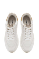 Women's White Lace-Up Thick Soled Sneaker | Derimod Women's White Lace-Up Thick Soled Sneaker | Derimod