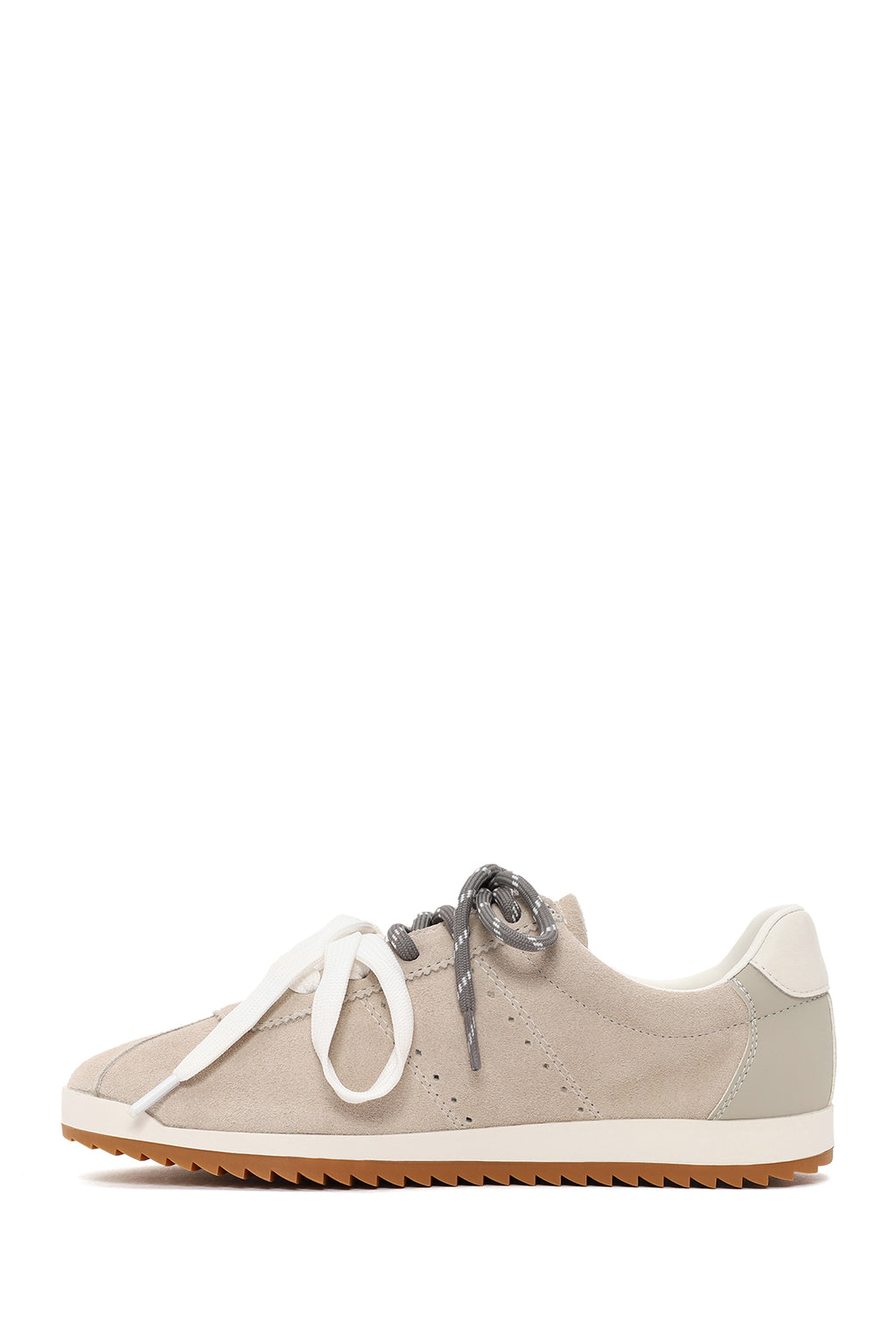 Kadın Açık Gri Bağcıklı Süet Deri Sneaker