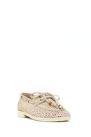 Woman Beige Tasseled Suede Leather Loafer | Derimod Woman Beige Tasseled Suede Leather Loafer | Derimod