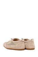 Woman Beige Lace-up Mesh Leather Sneaker | Derimod Woman Beige Lace-up Mesh Leather Sneaker | Derimod
