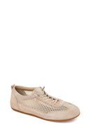 Woman Beige Lace-up Mesh Leather Sneaker | Derimod Woman Beige Lace-up Mesh Leather Sneaker | Derimod