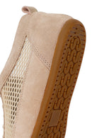 Woman Beige Lace-up Mesh Leather Sneaker | Derimod Woman Beige Lace-up Mesh Leather Sneaker | Derimod