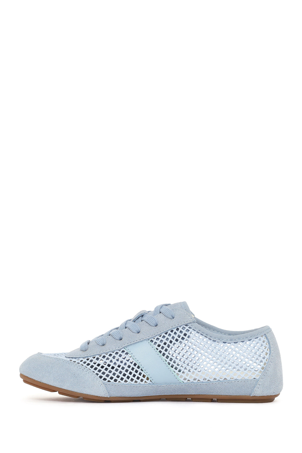 Kadın Mavi Bağcıklı Fileli Deri Sneaker