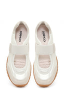 Woman White Strappy Sporty Ballerine Shoes | Derimod Woman White Strappy Sporty Ballerine Shoes | Derimod