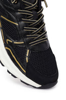 Woman Black Lace-Up Chunky Sneaker | Derimod Woman Black Lace-Up Chunky Sneaker | Derimod
