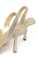 Woman Gold Embellished Backless Stiletto-Heel Shoes | Derimod Woman Gold Embellished Backless Stiletto-Heel Shoes | Derimod