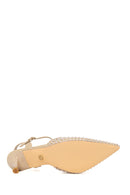 Woman Beige Ankle-Buckle Backless Jeweled Stiletto High Heel | Derimod Woman Beige Ankle-Buckle Backless Jeweled Stiletto High Heel | Derimod