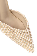 Woman Beige Ankle-Buckle Backless Jeweled Stiletto High Heel | Derimod Woman Beige Ankle-Buckle Backless Jeweled Stiletto High Heel | Derimod