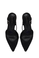 Woman Black Ankle-Buckle Backless Rhinestone Stiletto High Heel | Derimod Woman Black Ankle-Buckle Backless Rhinestone Stiletto High Heel | Derimod