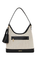 Woman Cream Charmed Shoulder Bag | Derimod Woman Cream Charmed Shoulder Bag | Derimod