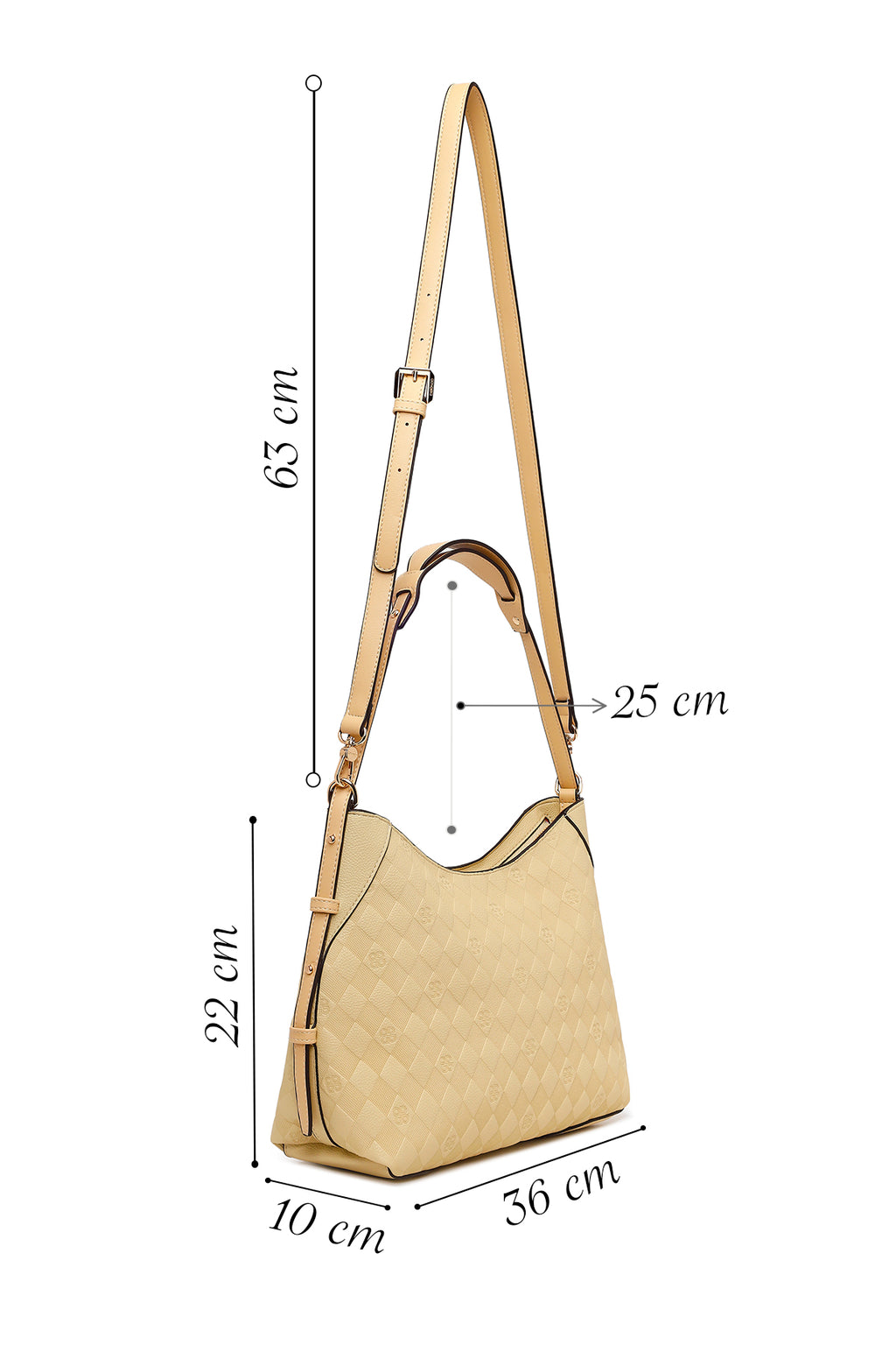 Kadın Sarı Uzun Askılı Baskılı Omuz Çantası