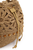 Woman Beige Long-Strap Drawstring Straw Shoulder Bag | Derimod Woman Beige Long-Strap Drawstring Straw Shoulder Bag | Derimod