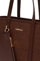 Woman Brown Long-Strap Patterned Wicker Shoulder Bag | Derimod Woman Brown Long-Strap Patterned Wicker Shoulder Bag | Derimod