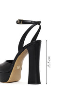 Woman Black Ankle-Buckle High Chunky-Heel Platform Leather Sandal | Derimod Woman Black Ankle-Buckle High Chunky-Heel Platform Leather Sandal | Derimod