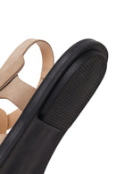 Woman Beige Buckled Suede Leather Sandal | Derimod Woman Beige Buckled Suede Leather Sandal | Derimod