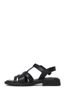 Woman Black Ankle-Buckle Leather Sandal | Derimod Woman Black Ankle-Buckle Leather Sandal | Derimod