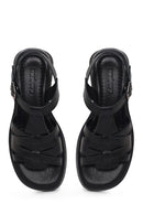 Woman Black Ankle-Buckle Leather Sandal | Derimod Woman Black Ankle-Buckle Leather Sandal | Derimod