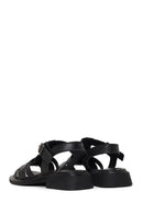 Woman Black Ankle-Buckle Leather Sandal | Derimod Woman Black Ankle-Buckle Leather Sandal | Derimod