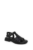 Woman Black Ankle-Buckle Leather Sandal | Derimod Woman Black Ankle-Buckle Leather Sandal | Derimod
