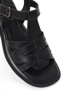 Woman Black Ankle-Buckle Leather Sandal | Derimod Woman Black Ankle-Buckle Leather Sandal | Derimod