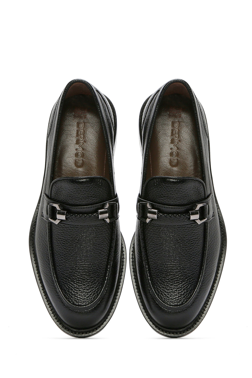 Erkek Siyah Tokalı Deri Klasik Loafer