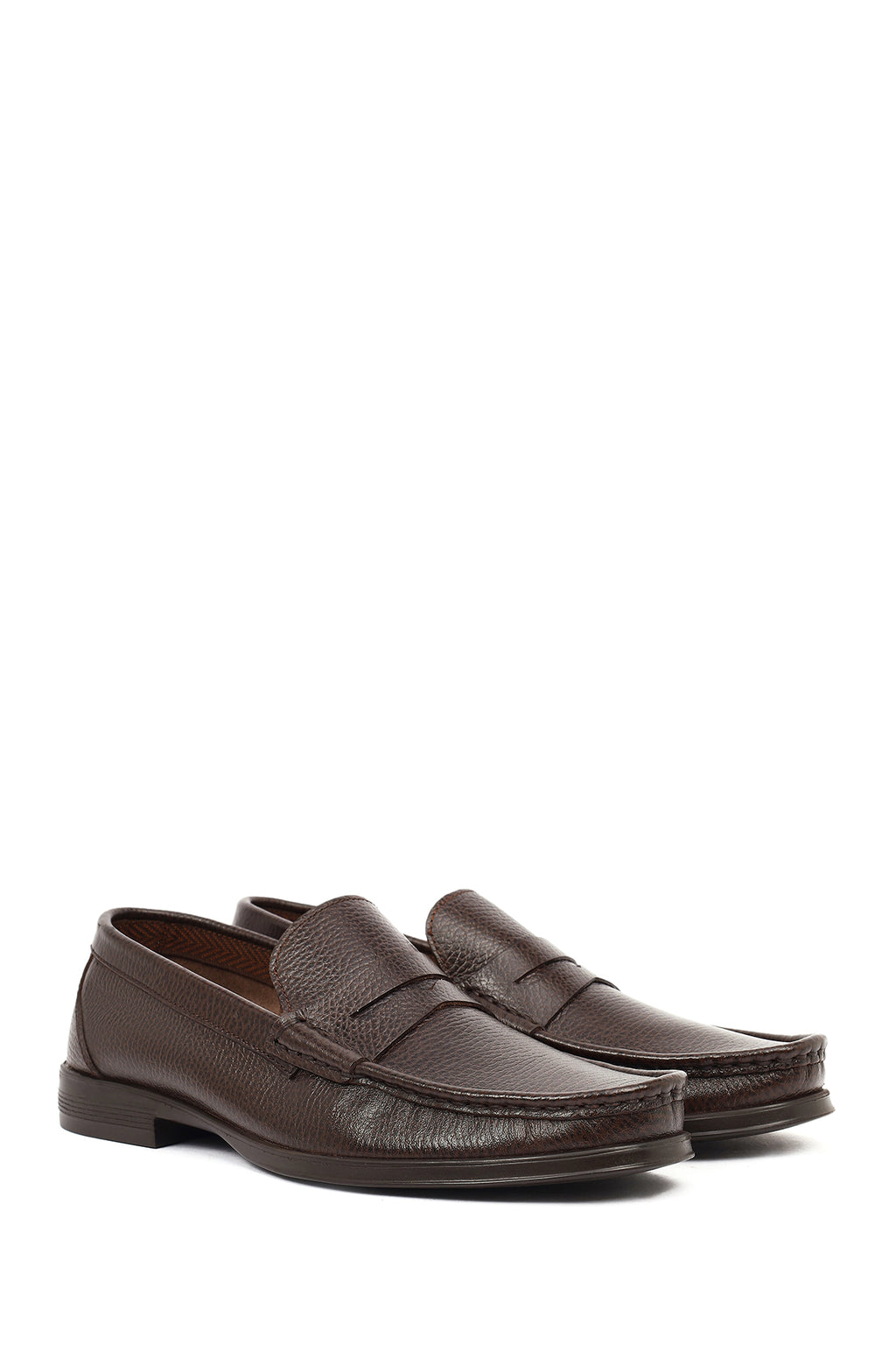 Erkek Kahverengi Deri Klasik Loafer