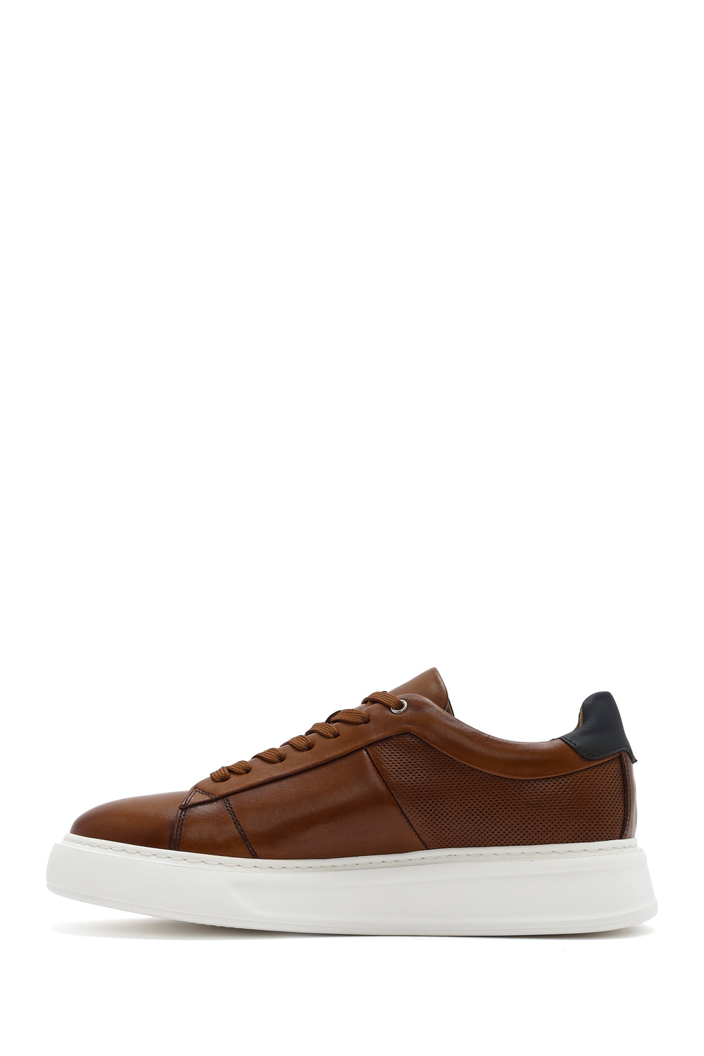 Erkek Taba Bağcıklı Kalın Tabanlı Deri Sneaker
