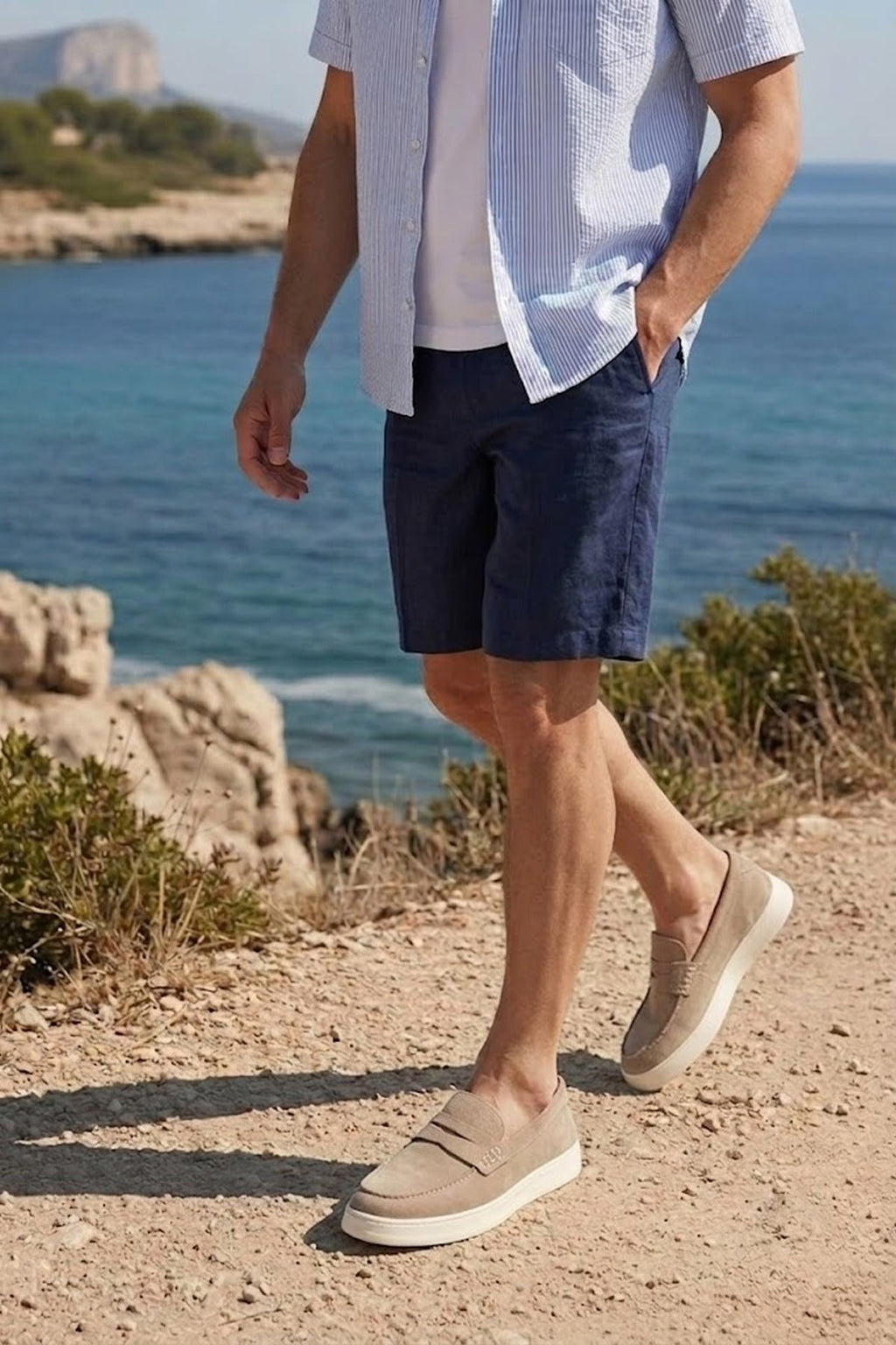 Erkek Bej Süet Deri Casual Loafer