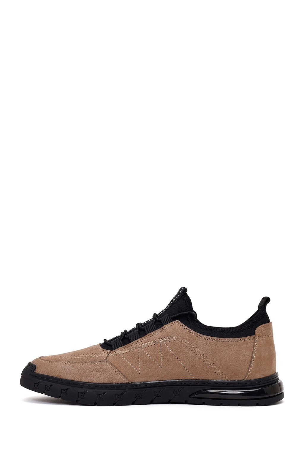 Erkek Vizon Bağcıklı Nubuk Deri Sneaker