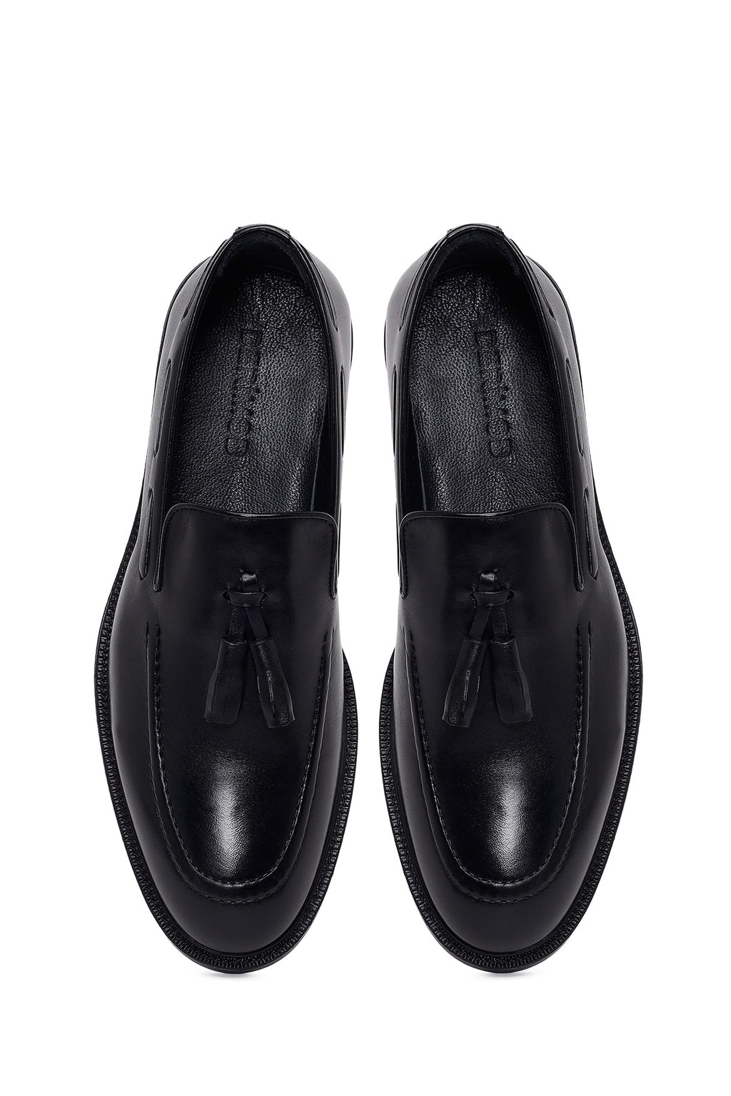 Erkek Siyah Püsküllü Deri Klasik Loafer