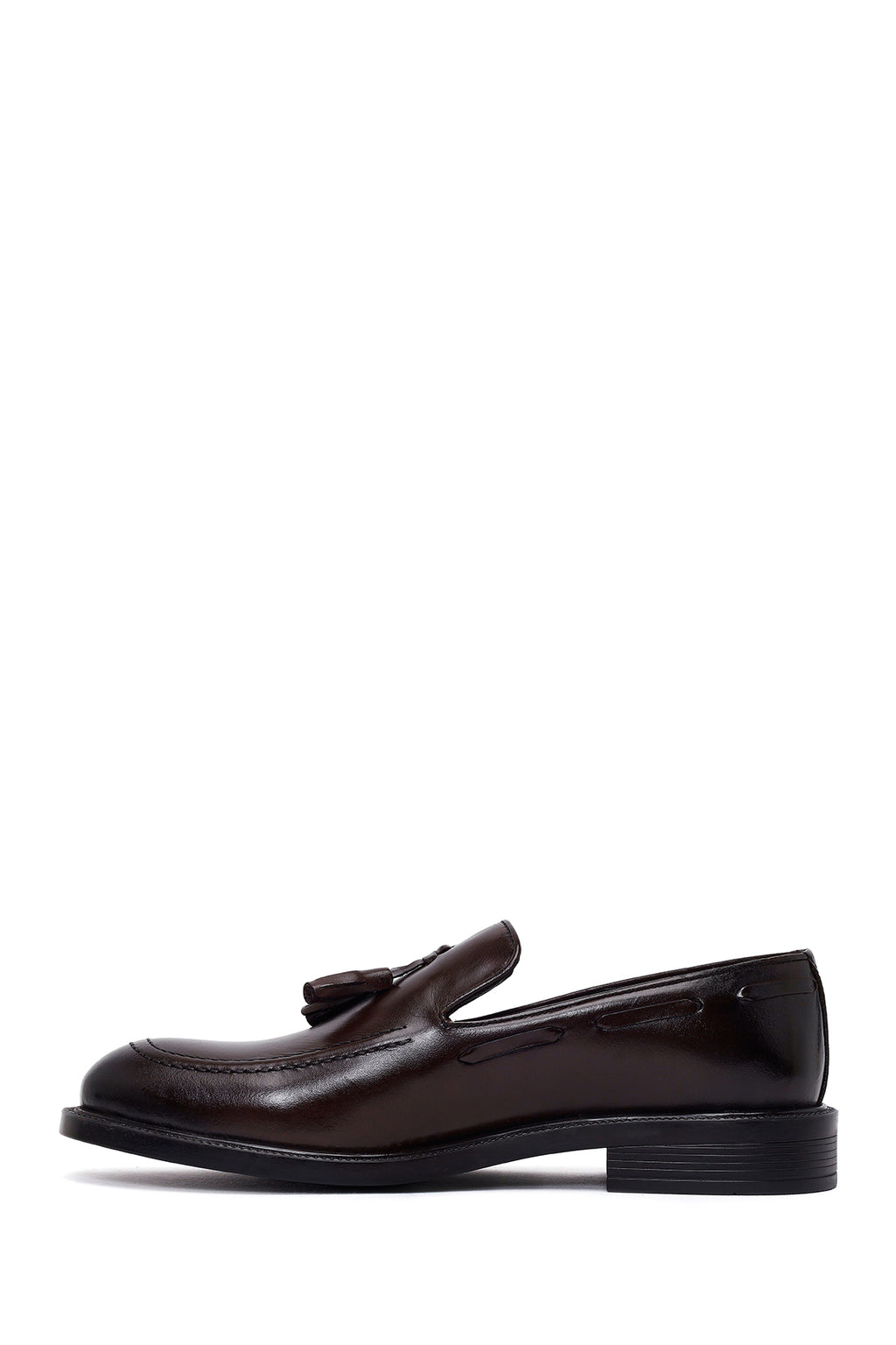 Erkek Kahverengi Püsküllü Deri Klasik Loafer