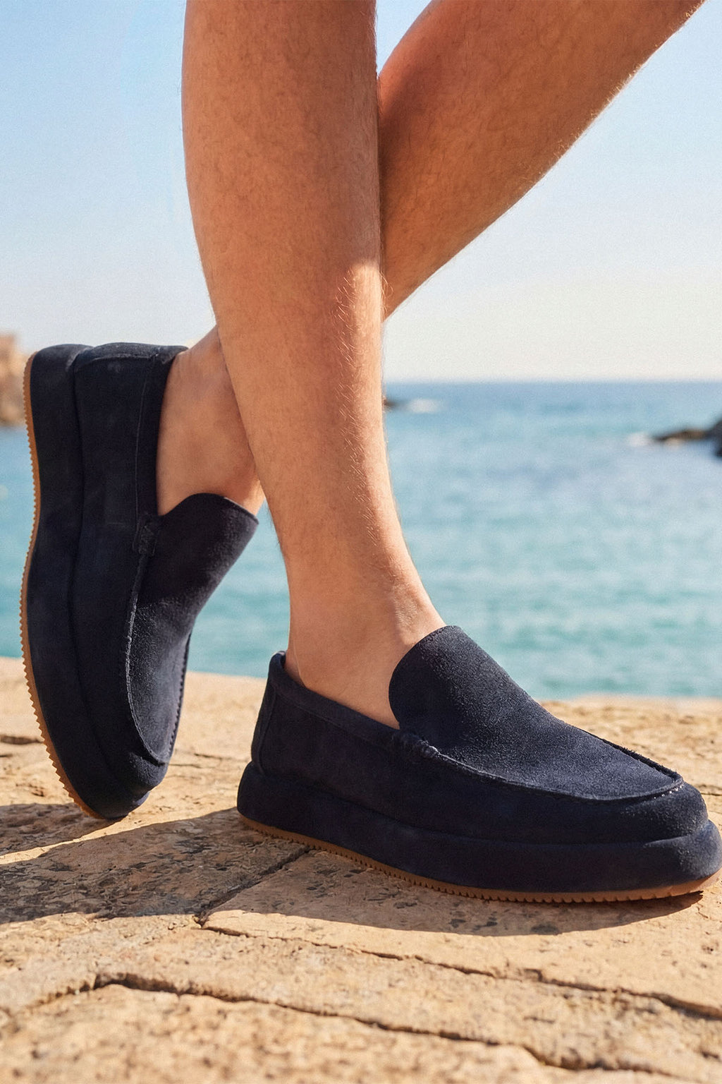 Erkek Lacivert Süet Deri Casual Loafer