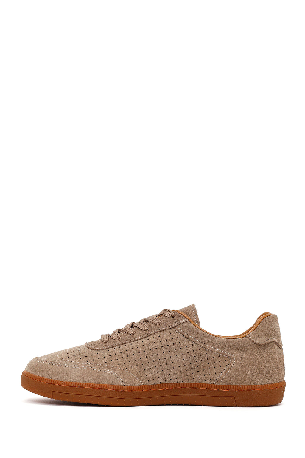 Erkek Bej Bağcıklı Süet Deri Sneaker