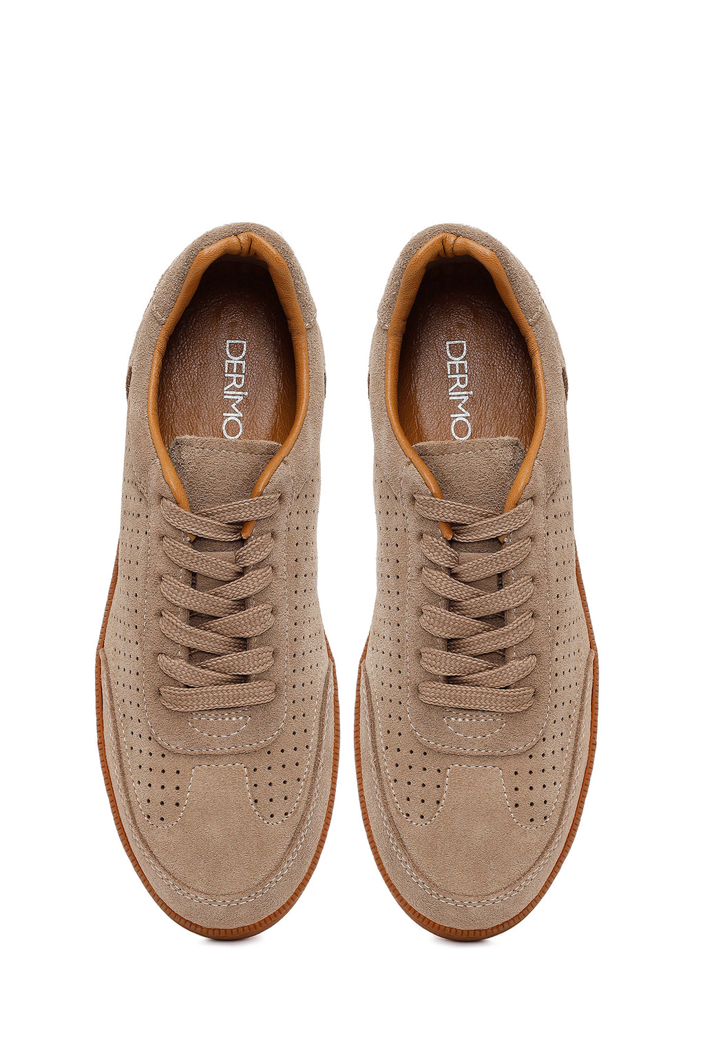 Erkek Bej Bağcıklı Süet Deri Sneaker