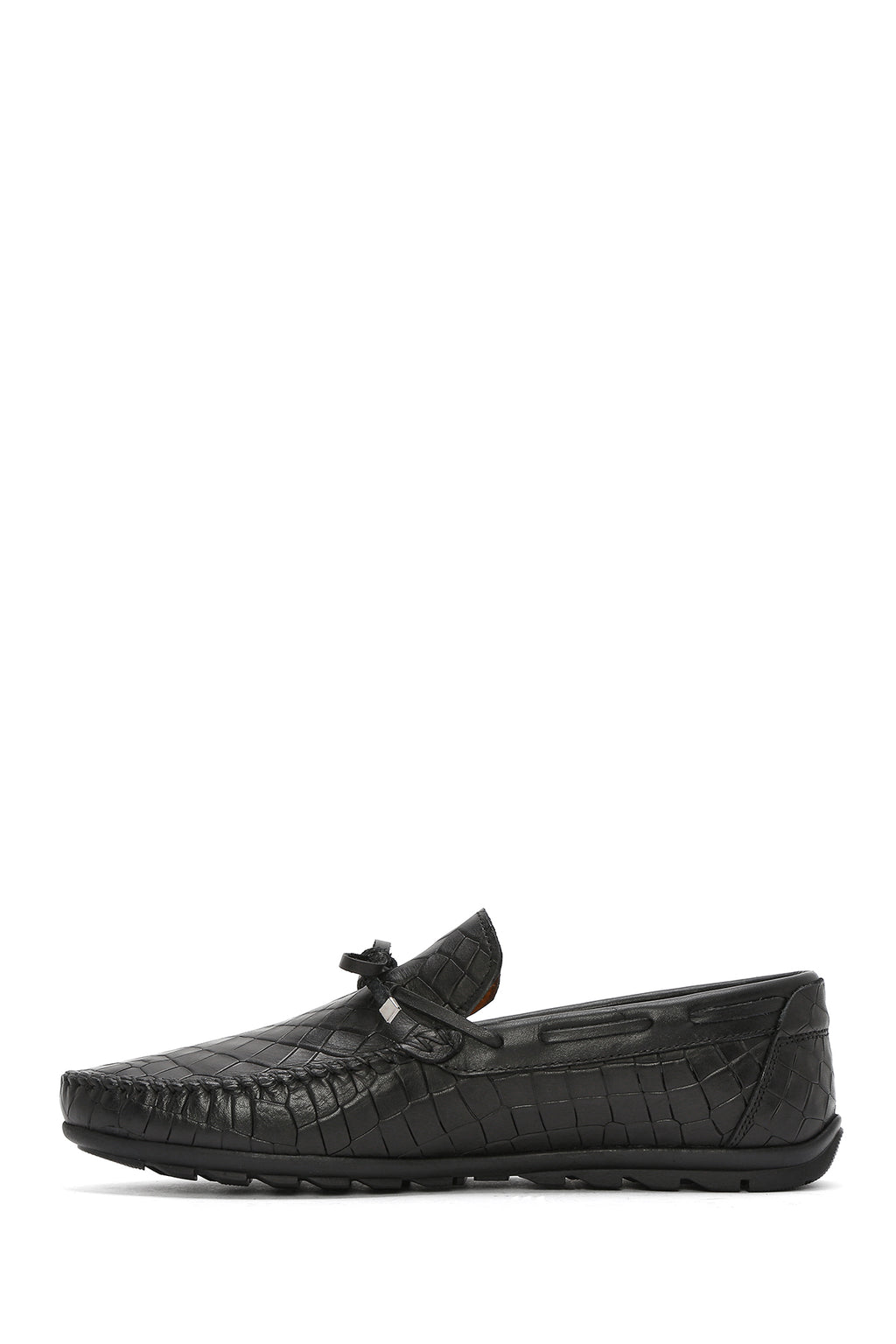 Erkek Siyah Kroko Deri Loafer