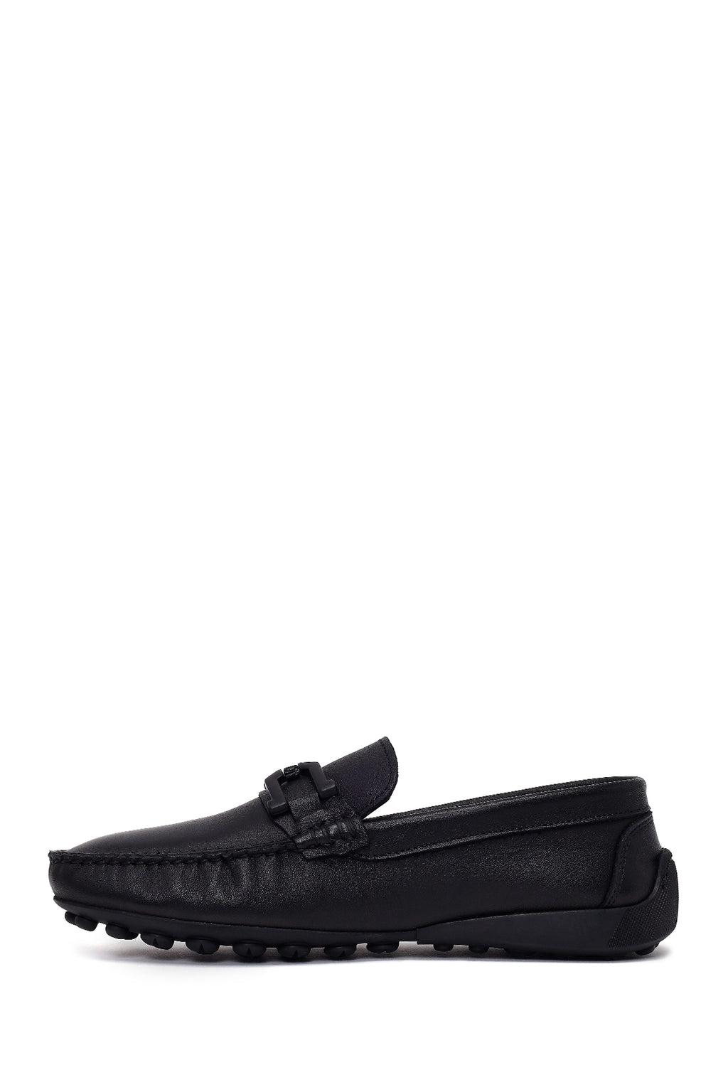 Erkek Siyah Tokalı Deri Loafer