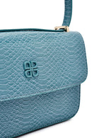 Women's Blue Printed Long Strap Crossbody Bag | Derimod Women's Blue Printed Long Strap Crossbody Bag | Derimod