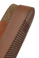Women's Tan Double Buckle Thick Sole Suede Leather Slippers | Derimod Women's Tan Double Buckle Thick Sole Suede Leather Slippers | Derimod